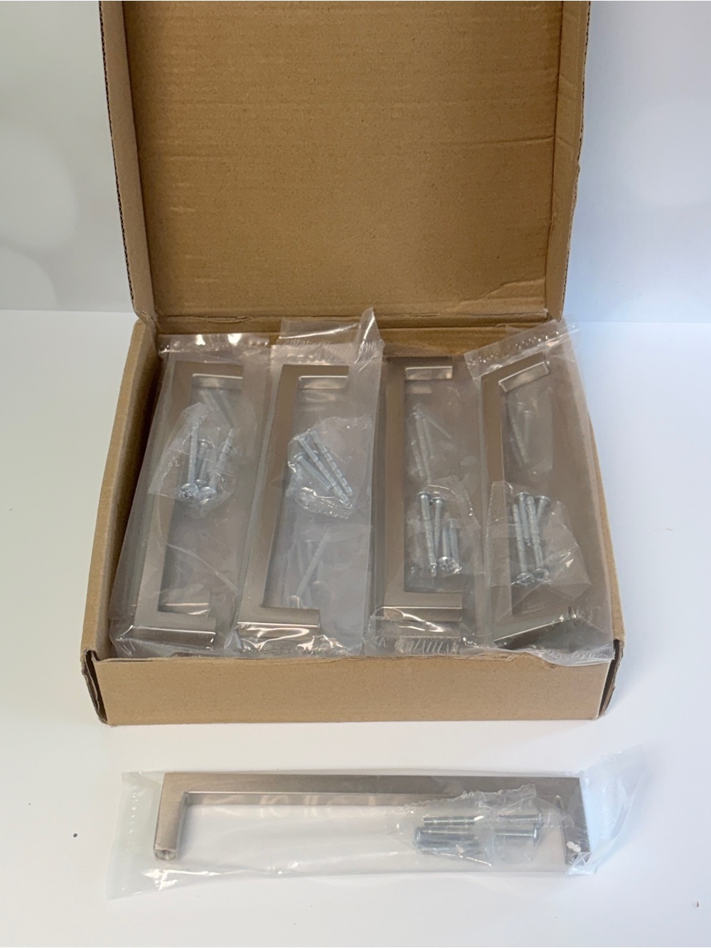 Jukzi Brushed Nickel Cabinet Pulls 6.25” Hole Centers – 15 Qty Open Box